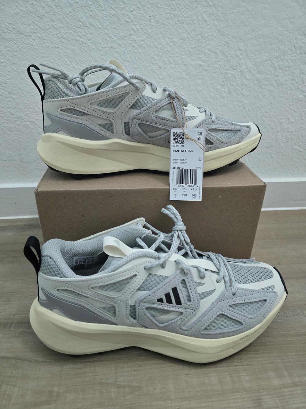 Adidas KANTAI Trail Sneakers in Light Gray & Cream. 9M /10.5 W